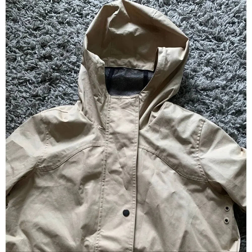 NEW NWOT Hunter Adela Cinched Waist TAN Rain Jacket Coat sz S